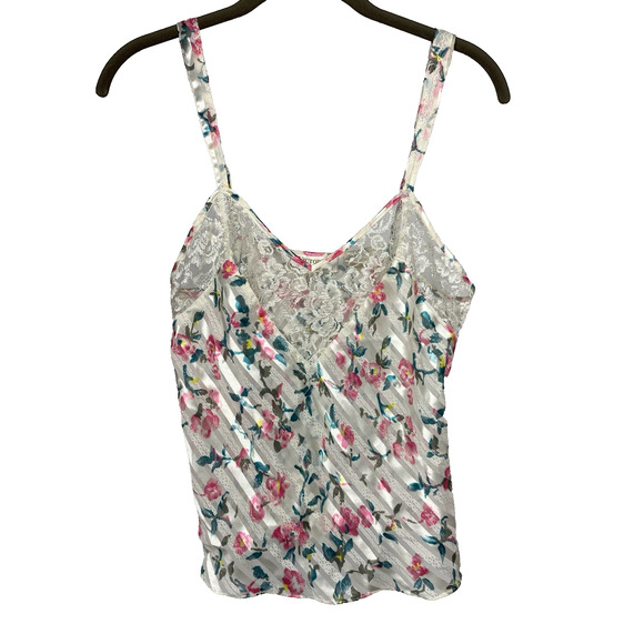 VTG Victoria Secret Gold Label Tank Top Satin Sheer Floral Small Y2K Fairy - Picture 1 of 6